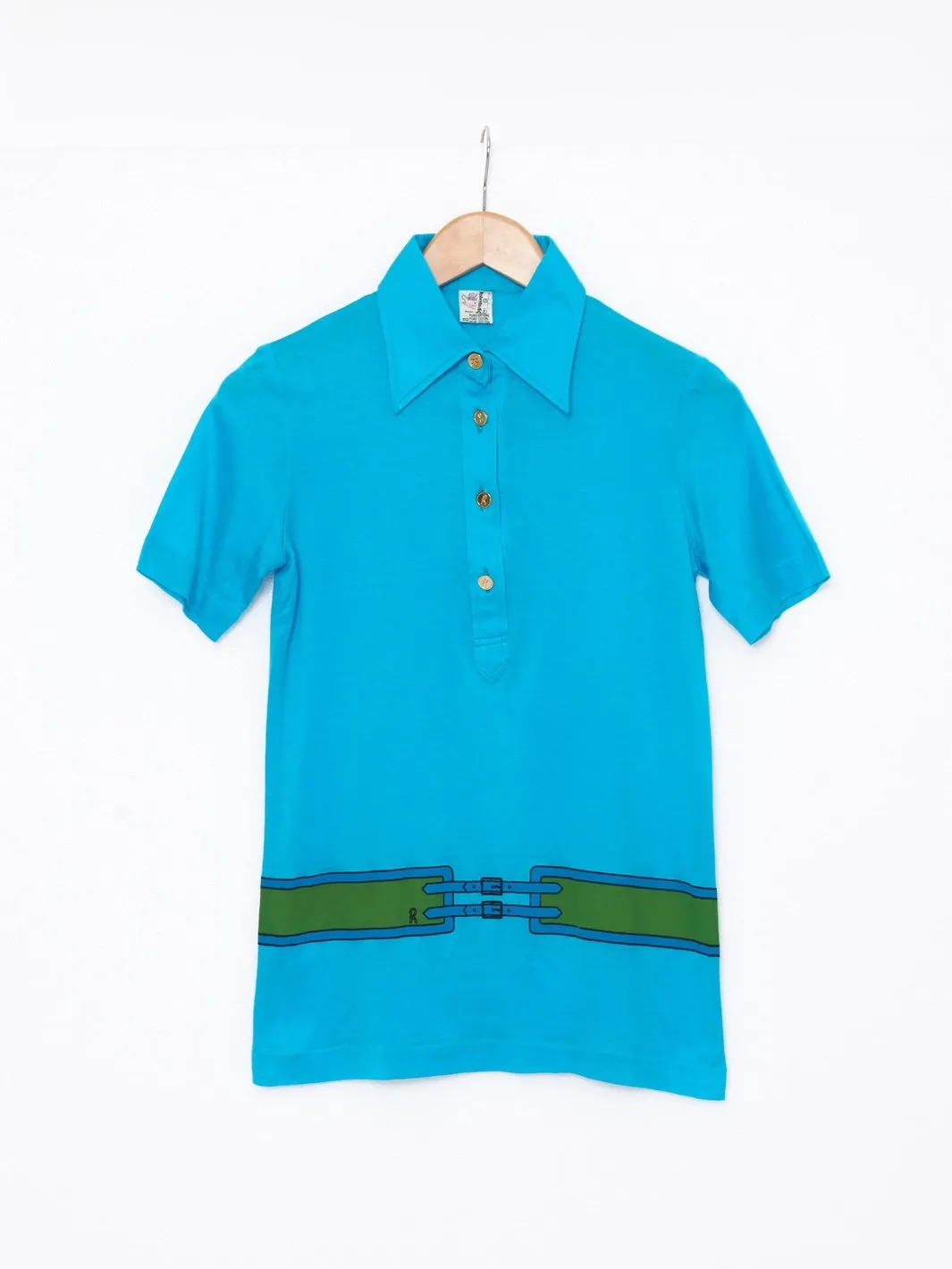 1970s Roberta Di Camerino sky-blue polo shirt in lightweight cotton