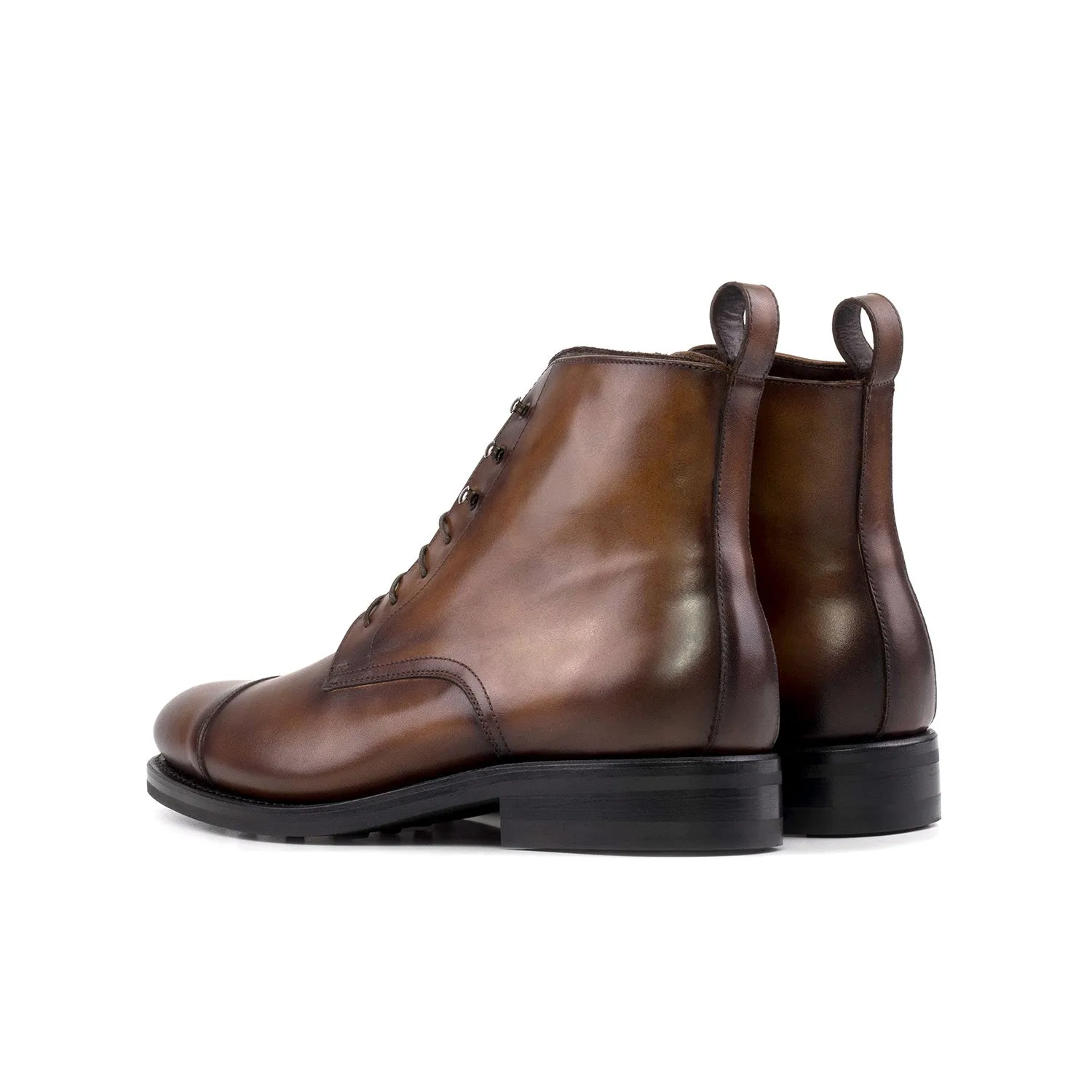 Ambrogio Bespoke Men's Shoes Brown Calf-Skin Leather Jumper Cap-Toe Boots (AMB2525)