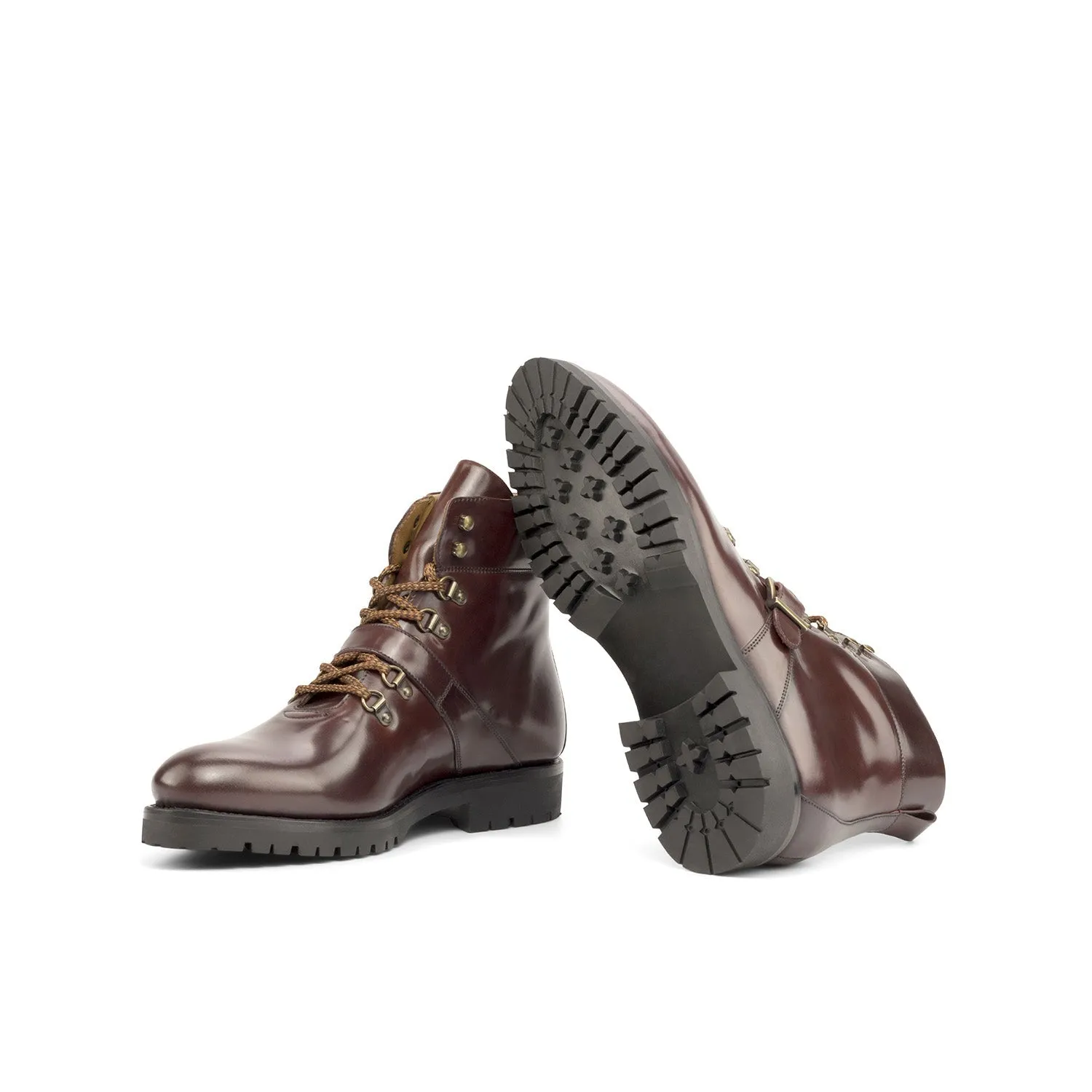 Ambrogio Bespoke Men's Shoes Burgundy Cordovan Leather Goodyear Welted Hiking Boots (AMB2251)