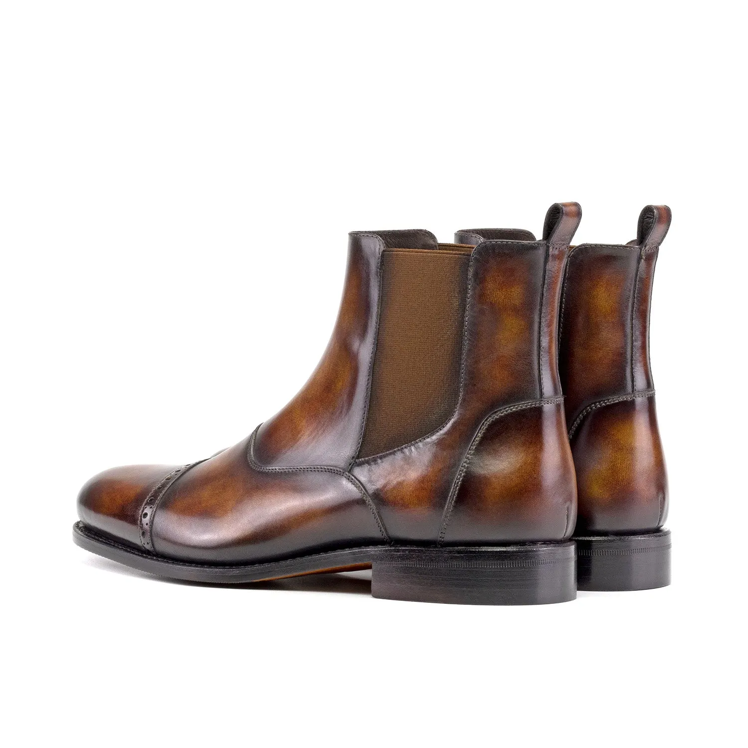 Ambrogio Bespoke Men's Shoes Fire Patina Leather Chelsea Boots (AMB2487)