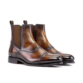 Ambrogio Bespoke Men's Shoes Fire Patina Leather Chelsea Boots (AMB2487)