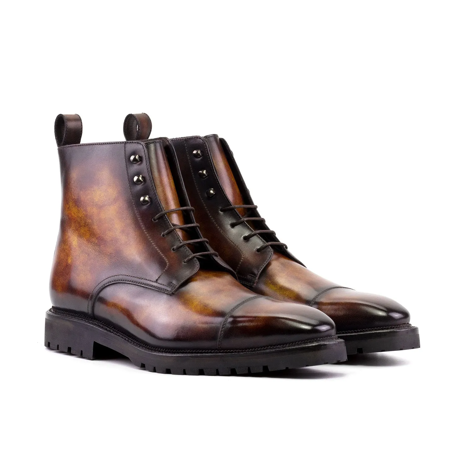 Ambrogio Luxury Men's Shoes Fire Patina Leather Jumper Boots (AMB2544)