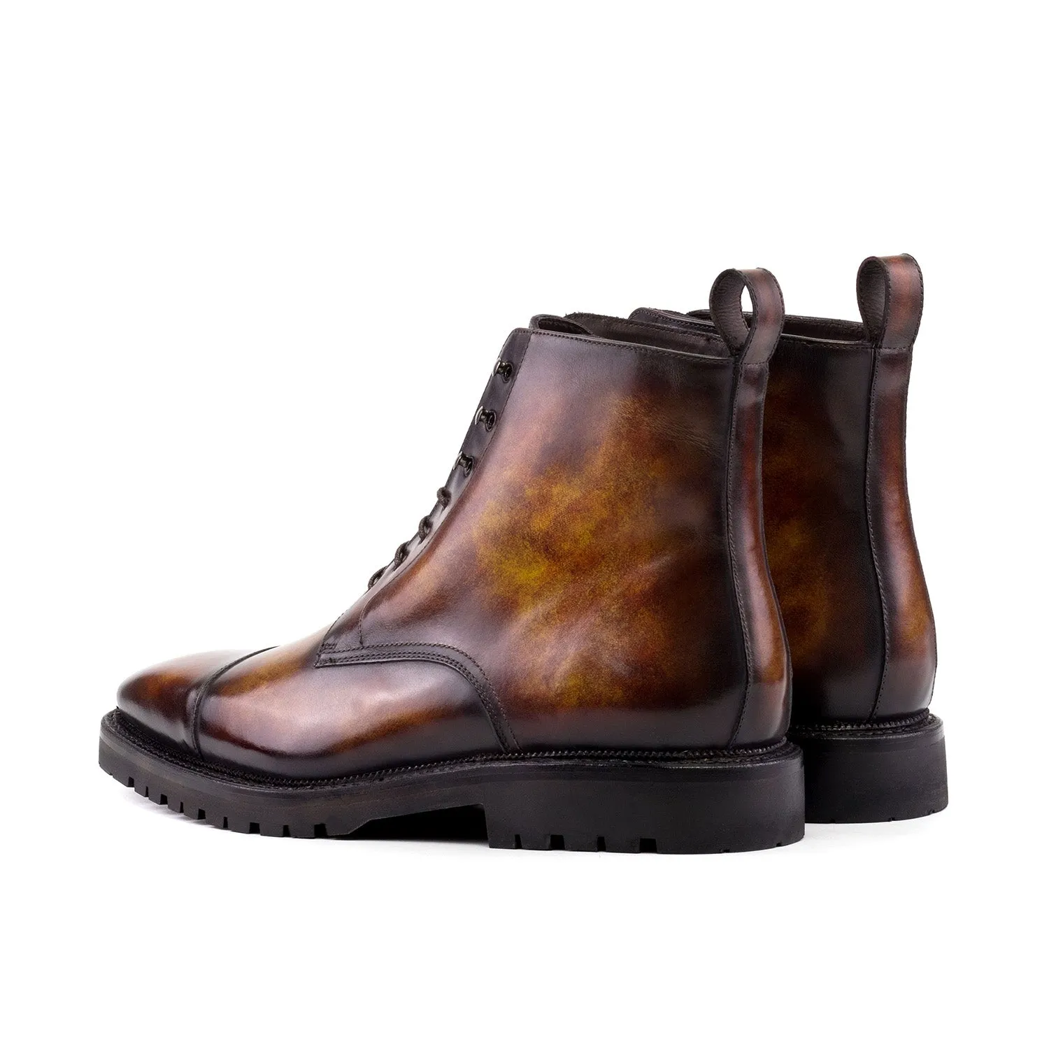 Ambrogio Luxury Men's Shoes Fire Patina Leather Jumper Boots (AMB2544)