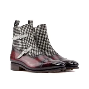 Ambrogio Luxury Men's Shoes Multi Color Houndstooth, Suede and Patina Leather Octavian Boots (AMB2534)