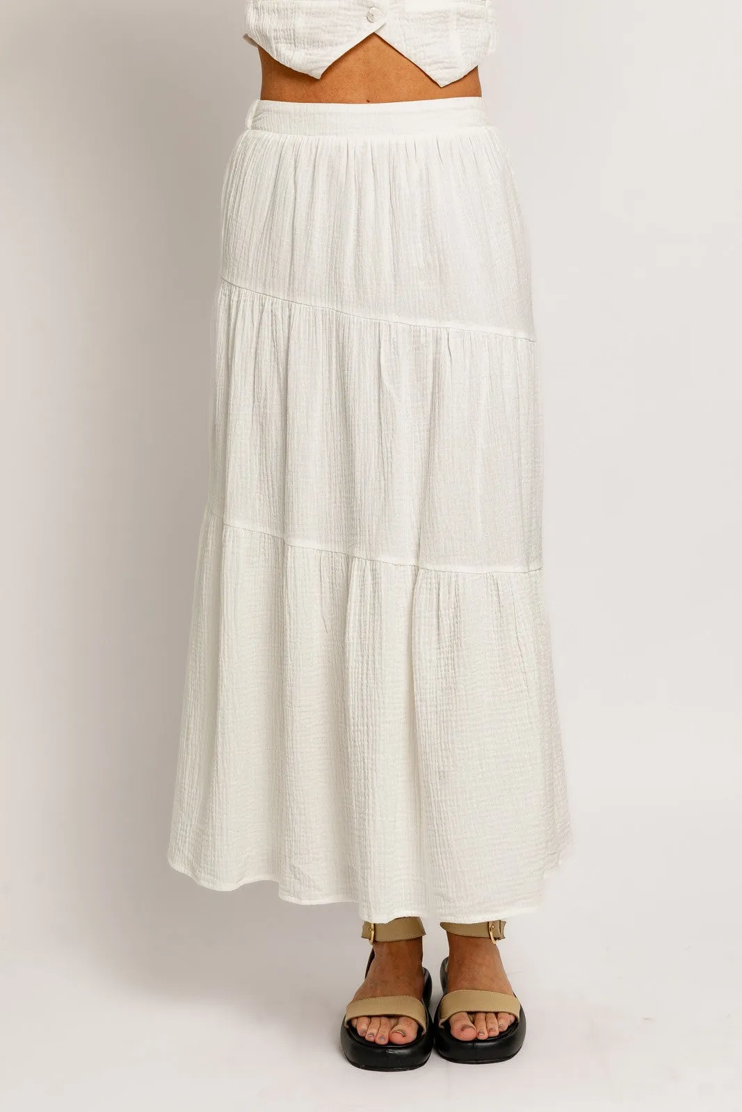 Anna High Waisted Tiered Maxi Skirt