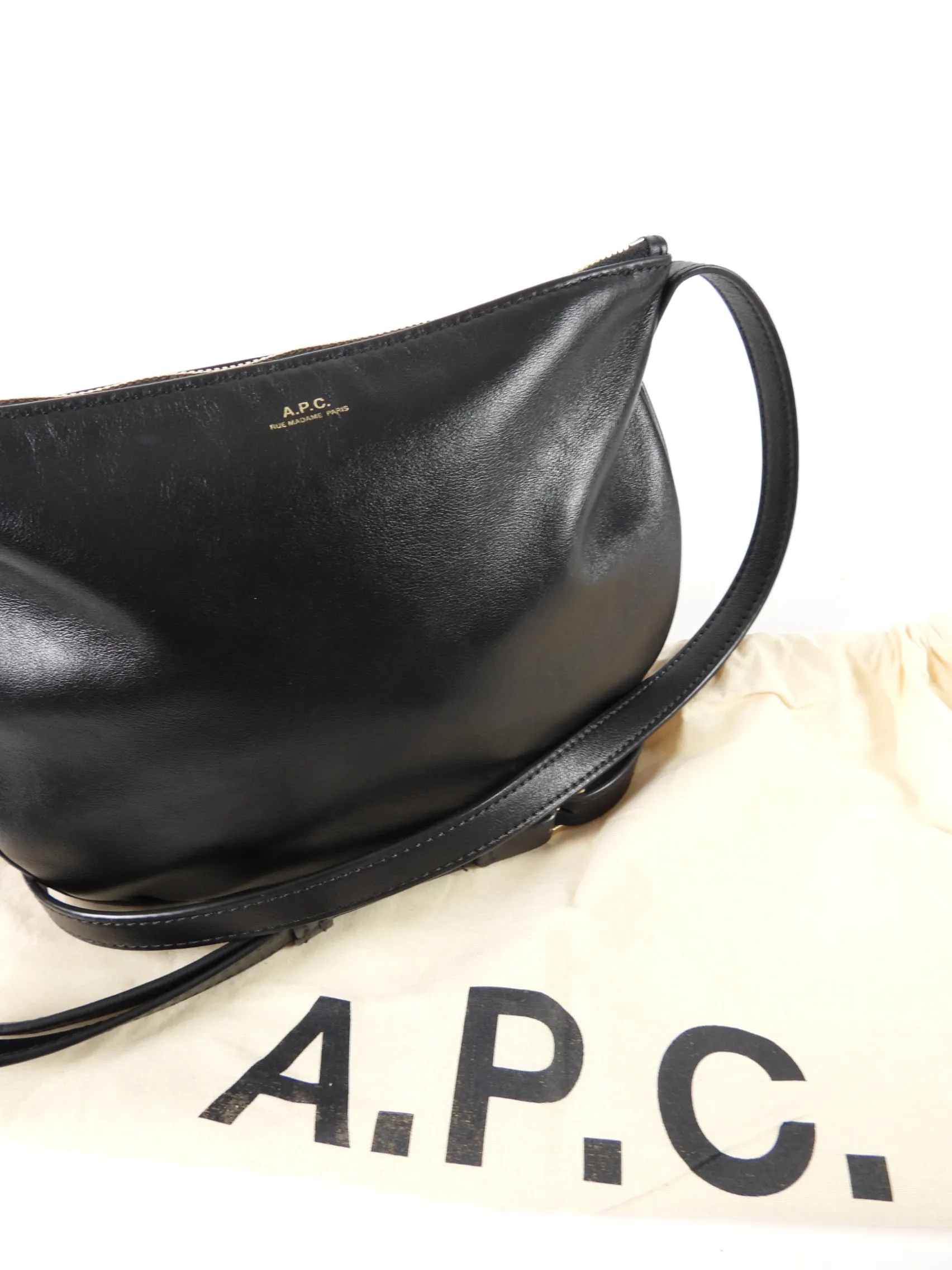 APC Black Leather Mayleys Crossbody Bag