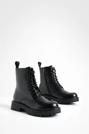 Back Tab Lace Up Combat Boots