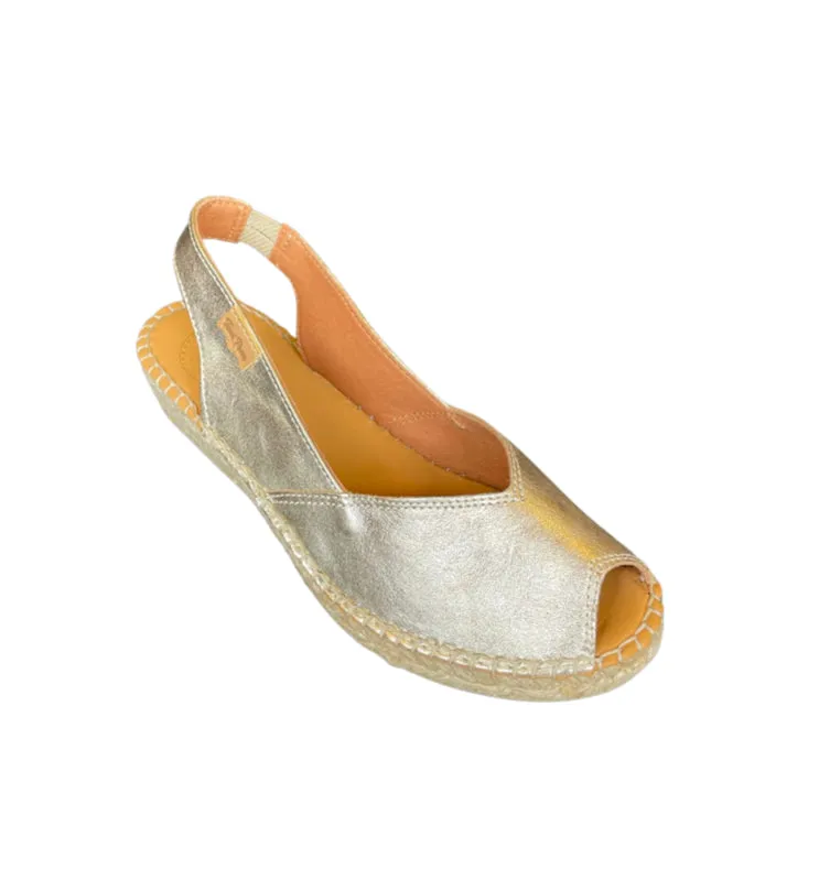 Bernia Gold Leather Espadrille