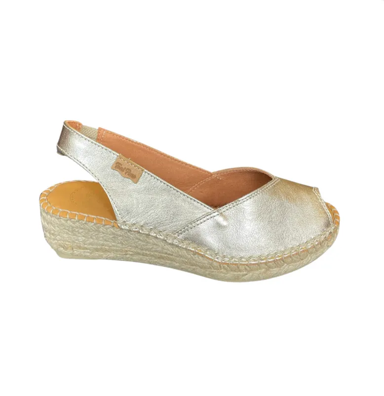 Bernia Gold Leather Espadrille