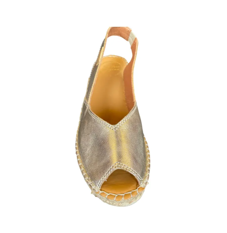 Bernia Gold Leather Espadrille