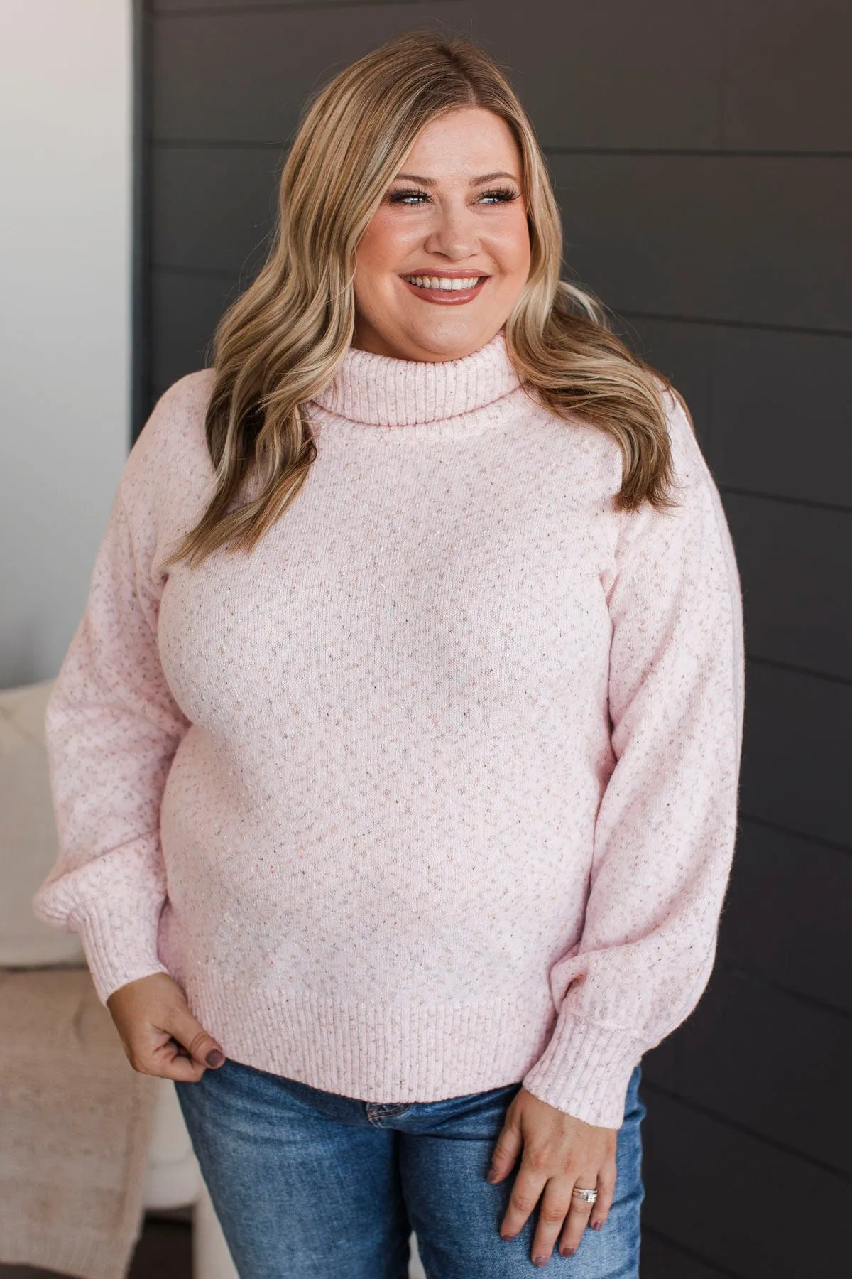 Biggest Wish Turtle Neck Sweater- Blush