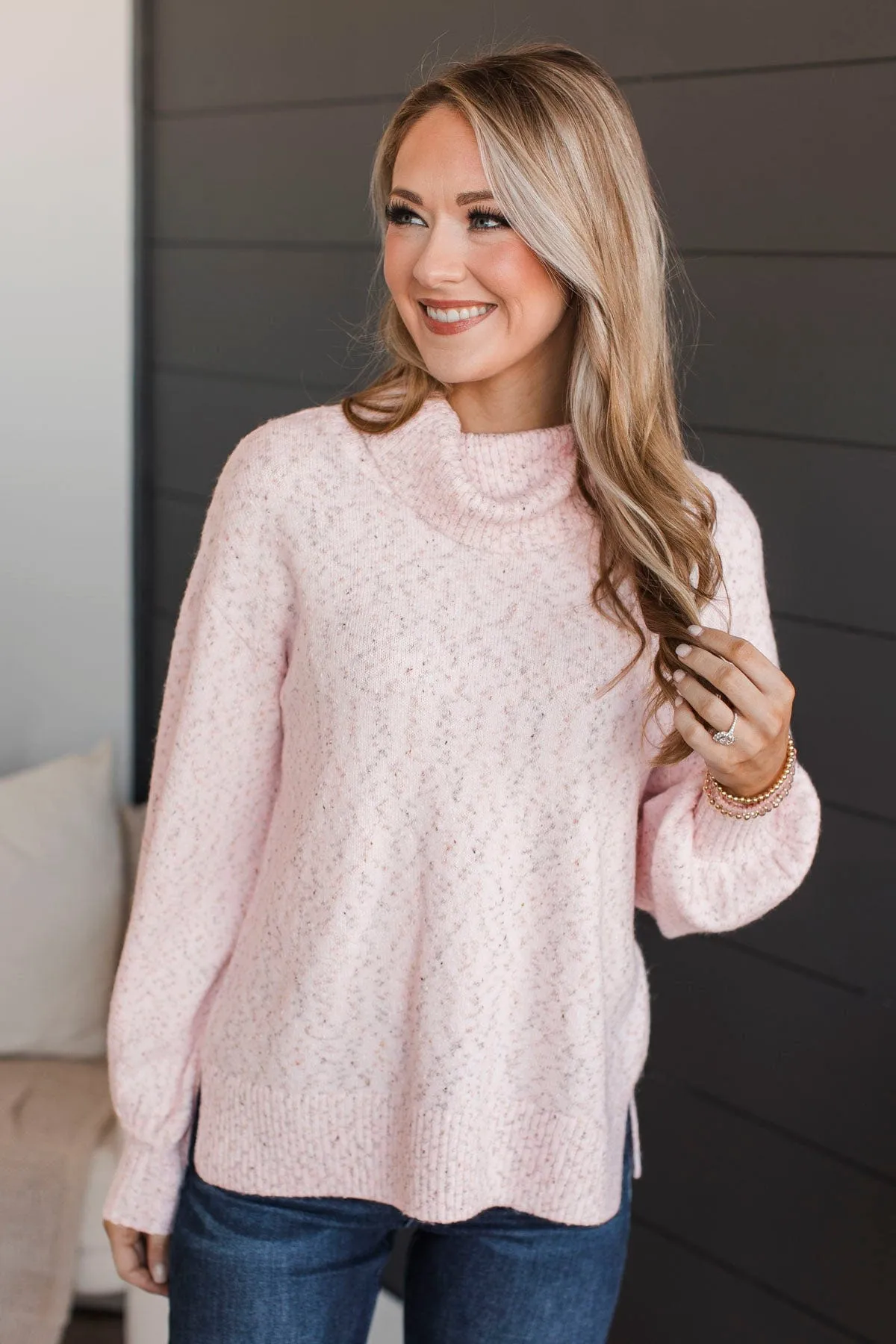 Biggest Wish Turtle Neck Sweater- Blush