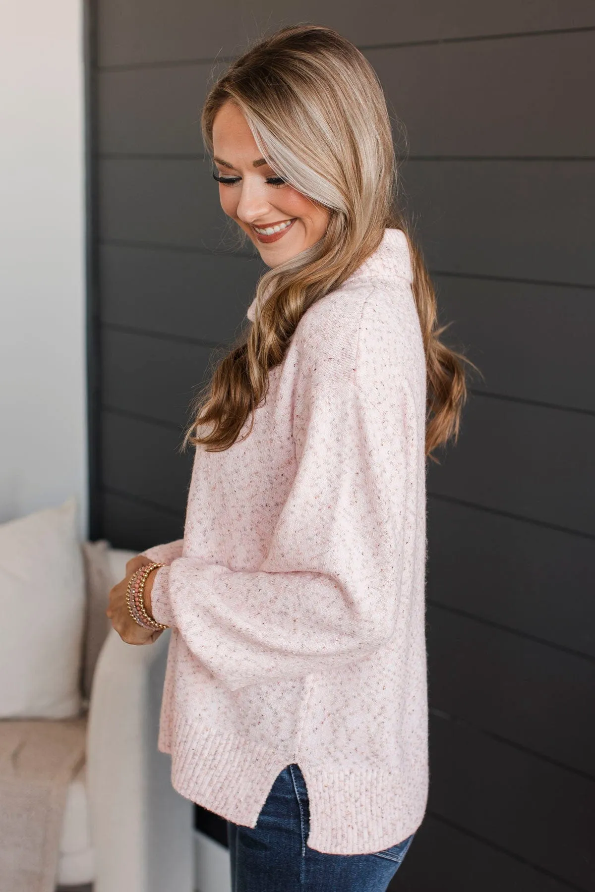 Biggest Wish Turtle Neck Sweater- Blush