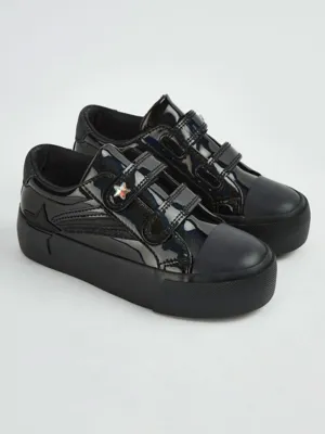 Black Double Strap Star Scuff Resistant School Shoes | School | George at ASDA