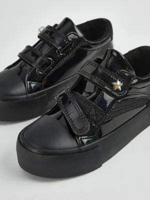 Black Double Strap Star Scuff Resistant School Shoes | School | George at ASDA