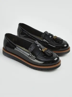 Black Tassel Penny Loafer Wedge School Shoes | School | George at ASDA