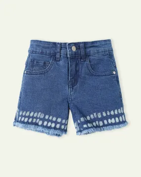 Bleach Effect Denim Shorts