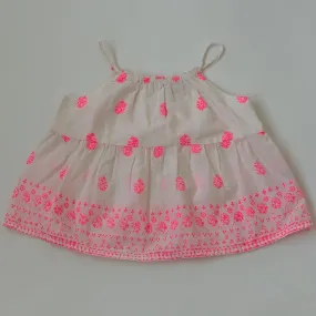 Bonpoint White And Neon Pink Summer Top: 4 Years