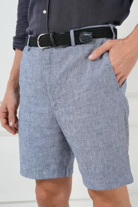 Brewers Blue Checks Linen Cotton Chino Shorts