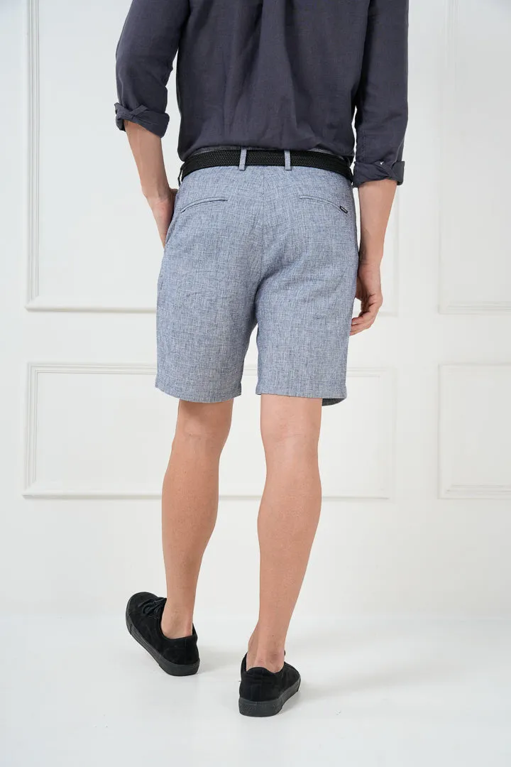 Brewers Blue Checks Linen Cotton Chino Shorts