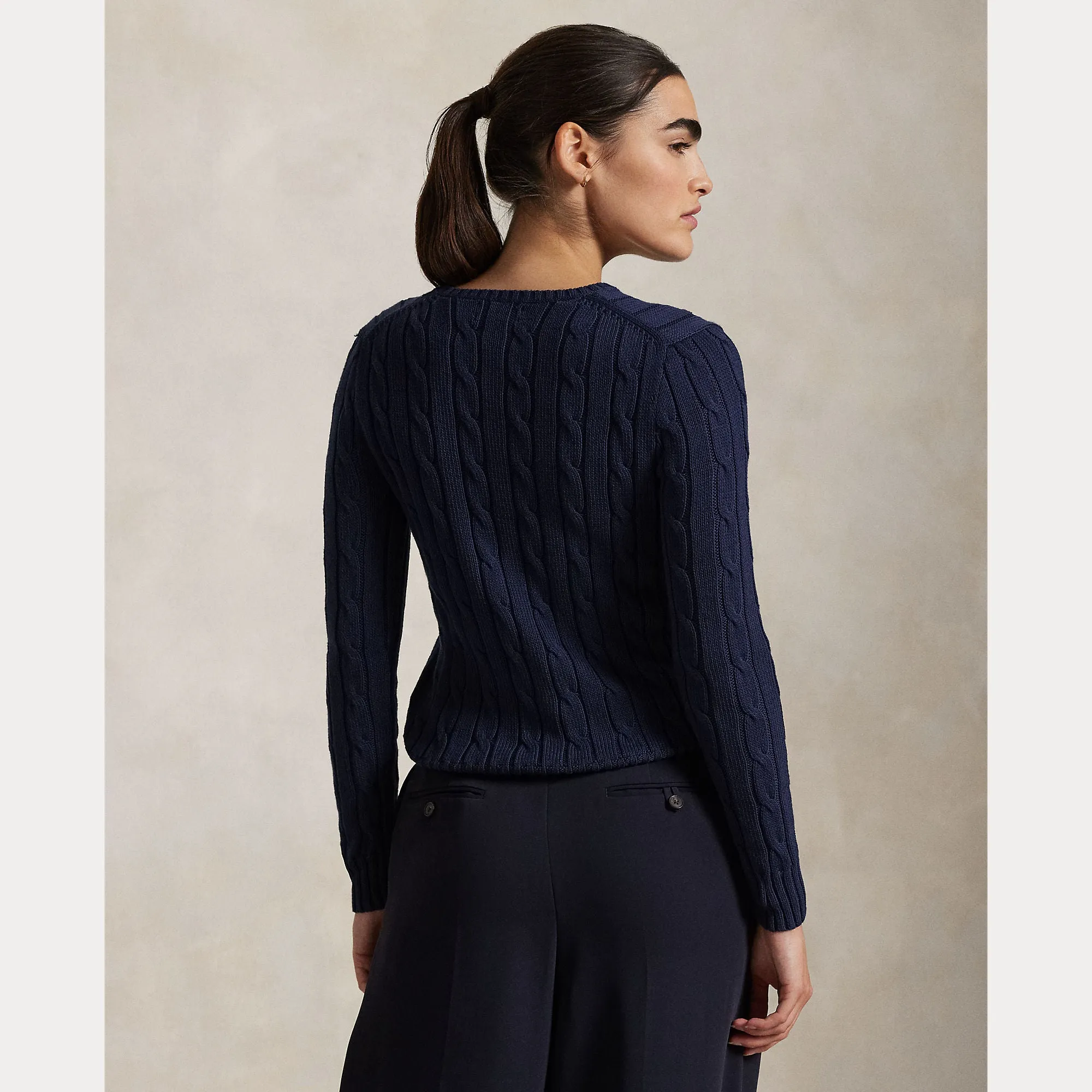 CABLE-KNIT COTTON CREWNECK SWEATER