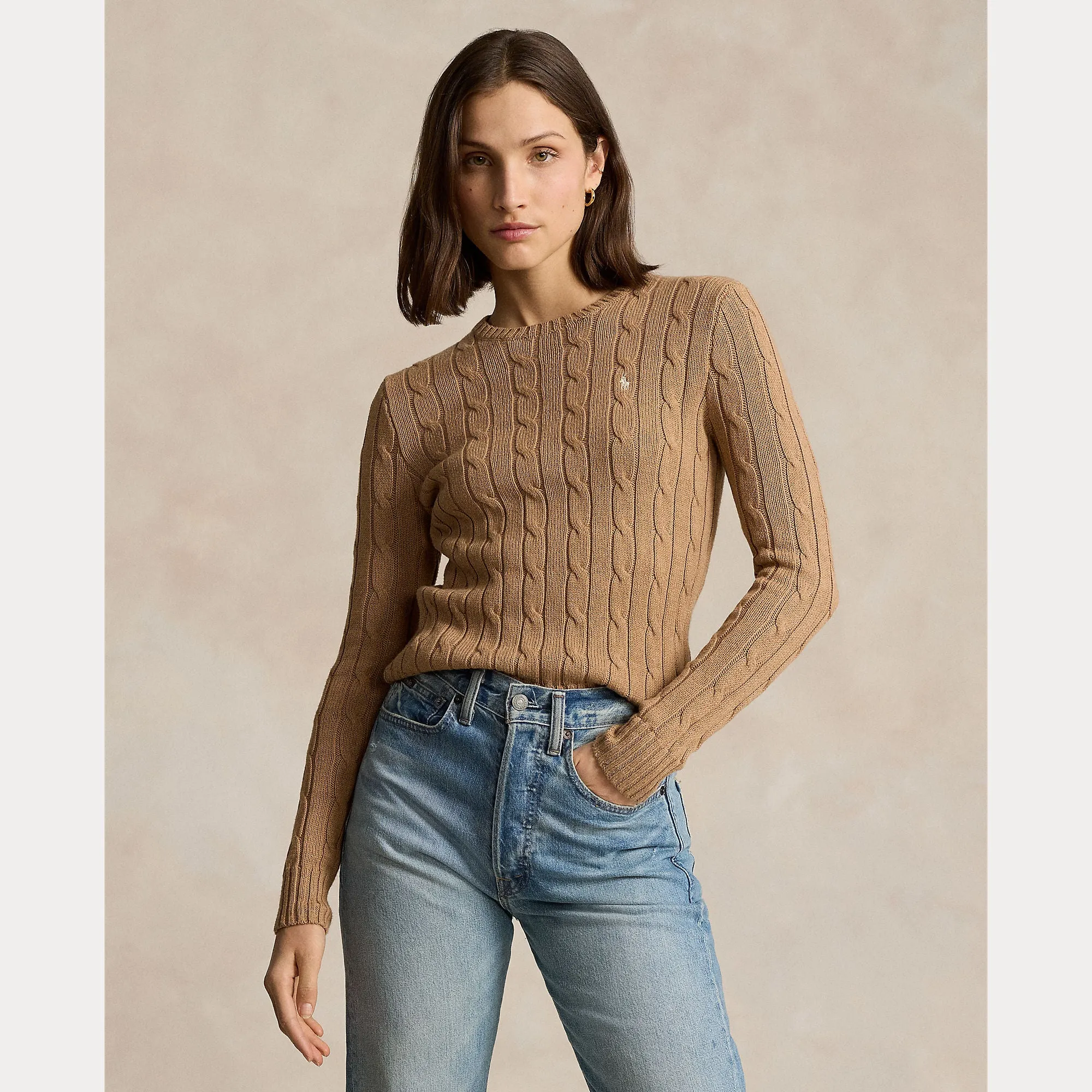 CABLE-KNIT COTTON CREWNECK SWEATER