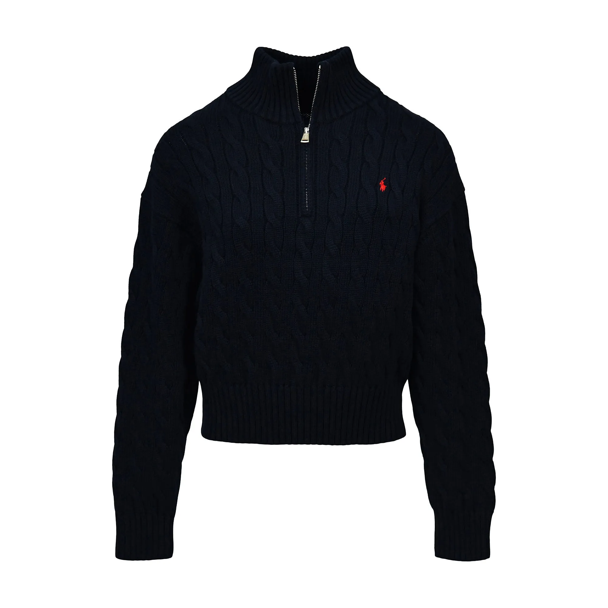 CABLE-KNIT COTTON QUARTER-ZIP SWEATER