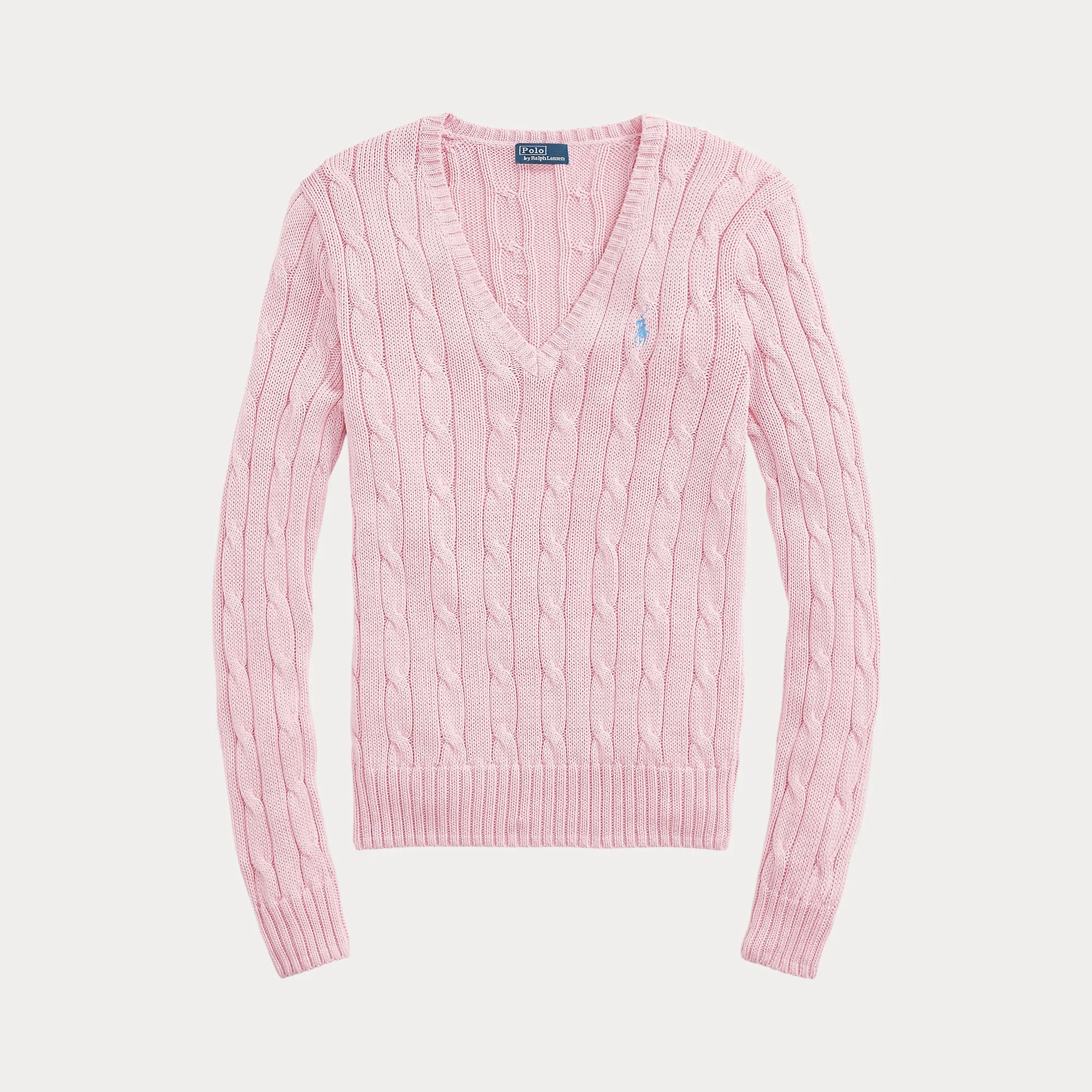 CABLE-KNIT COTTON V-NECK SWEATER