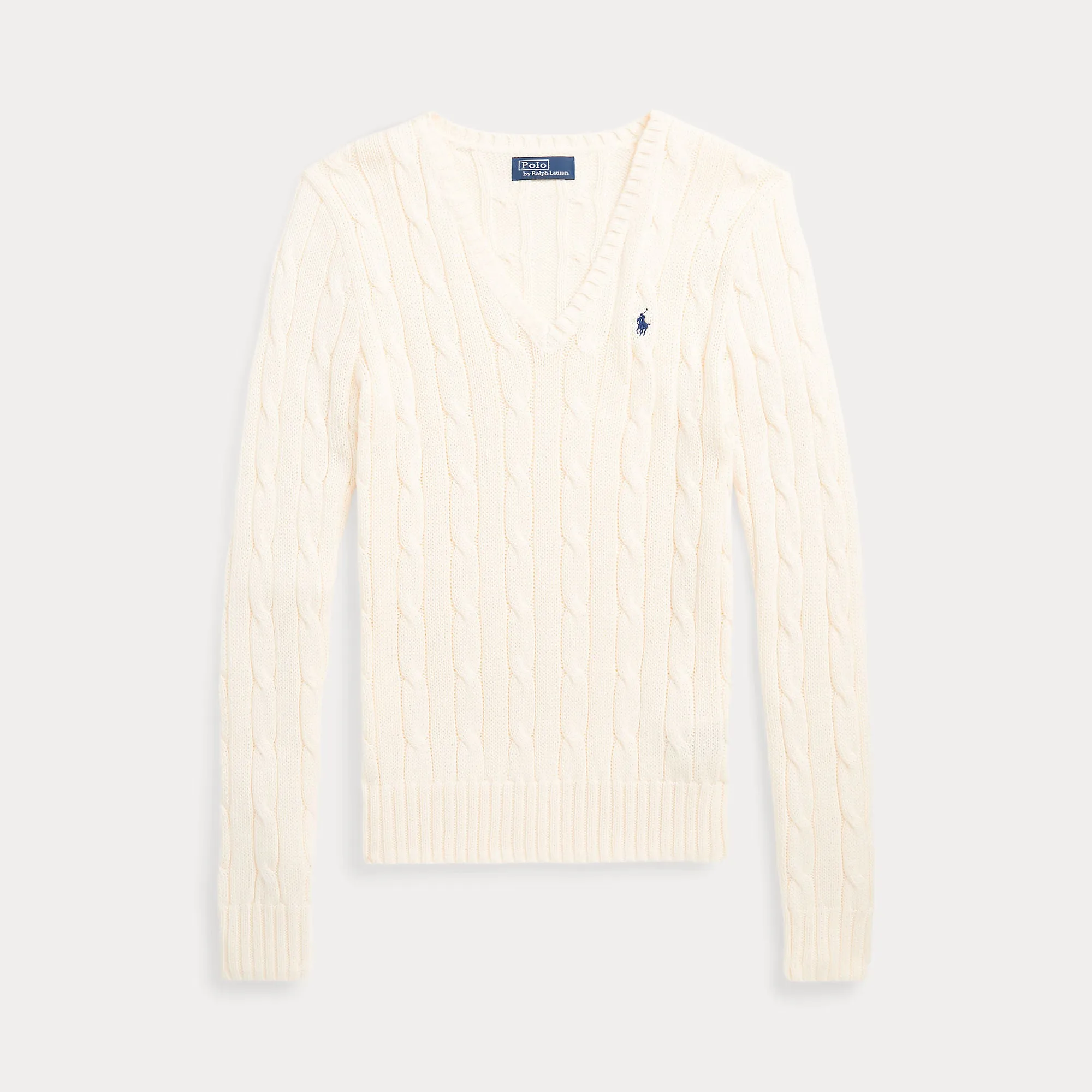 CABLE-KNIT COTTON V-NECK SWEATER