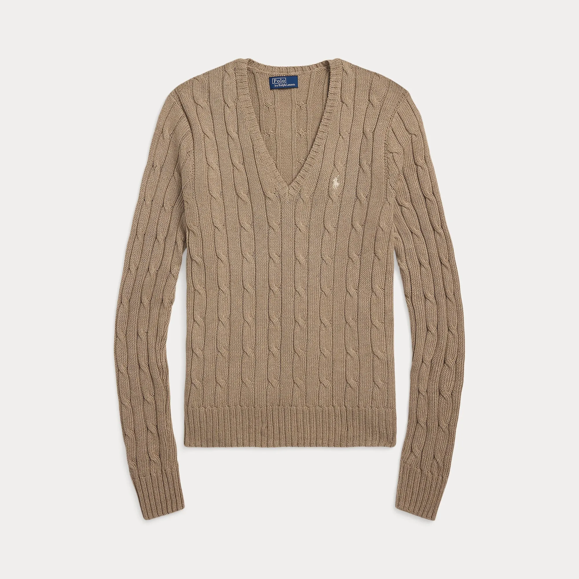 CABLE-KNIT COTTON V-NECK SWEATER