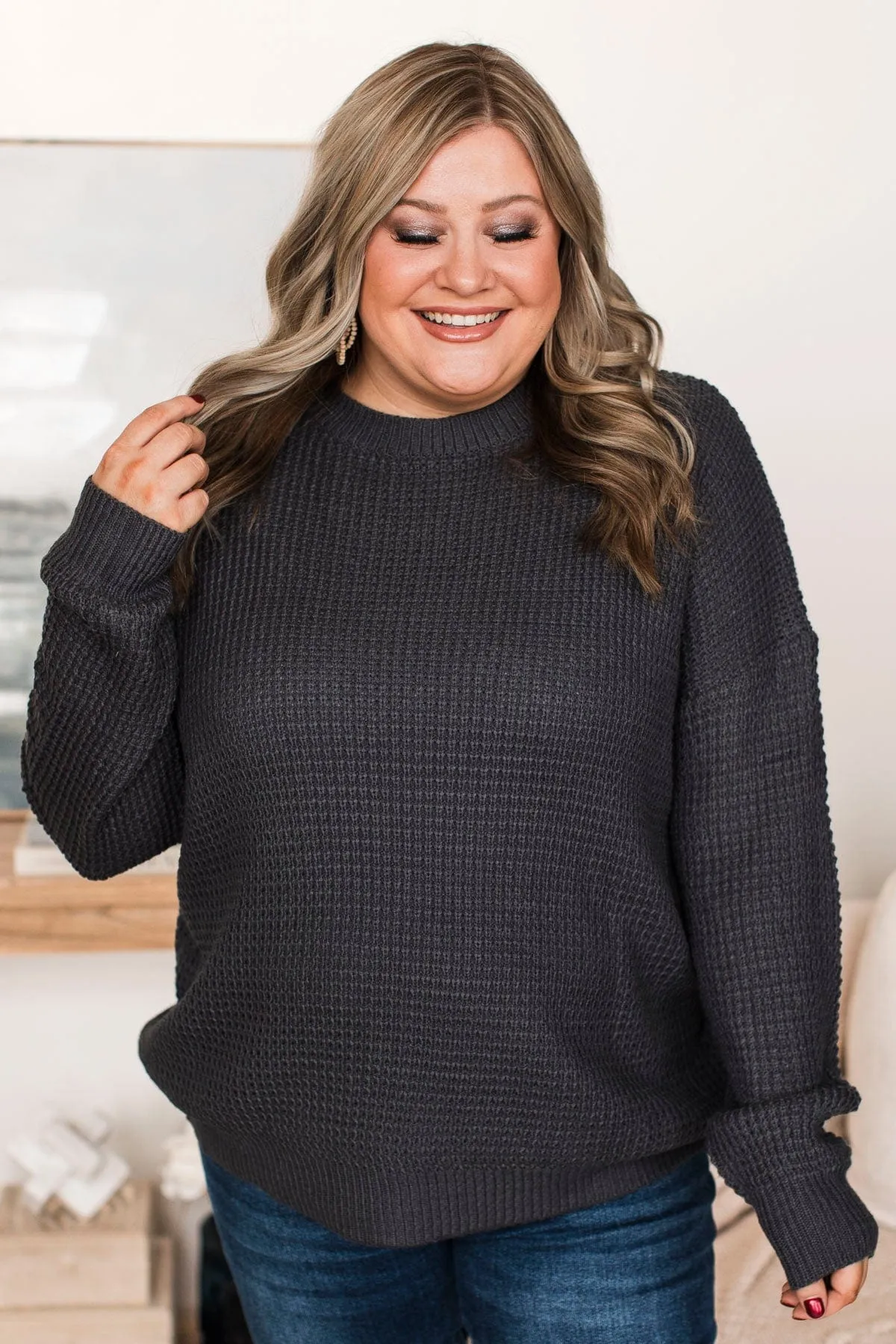 Captivating In Color Knit Sweater- Charcoal