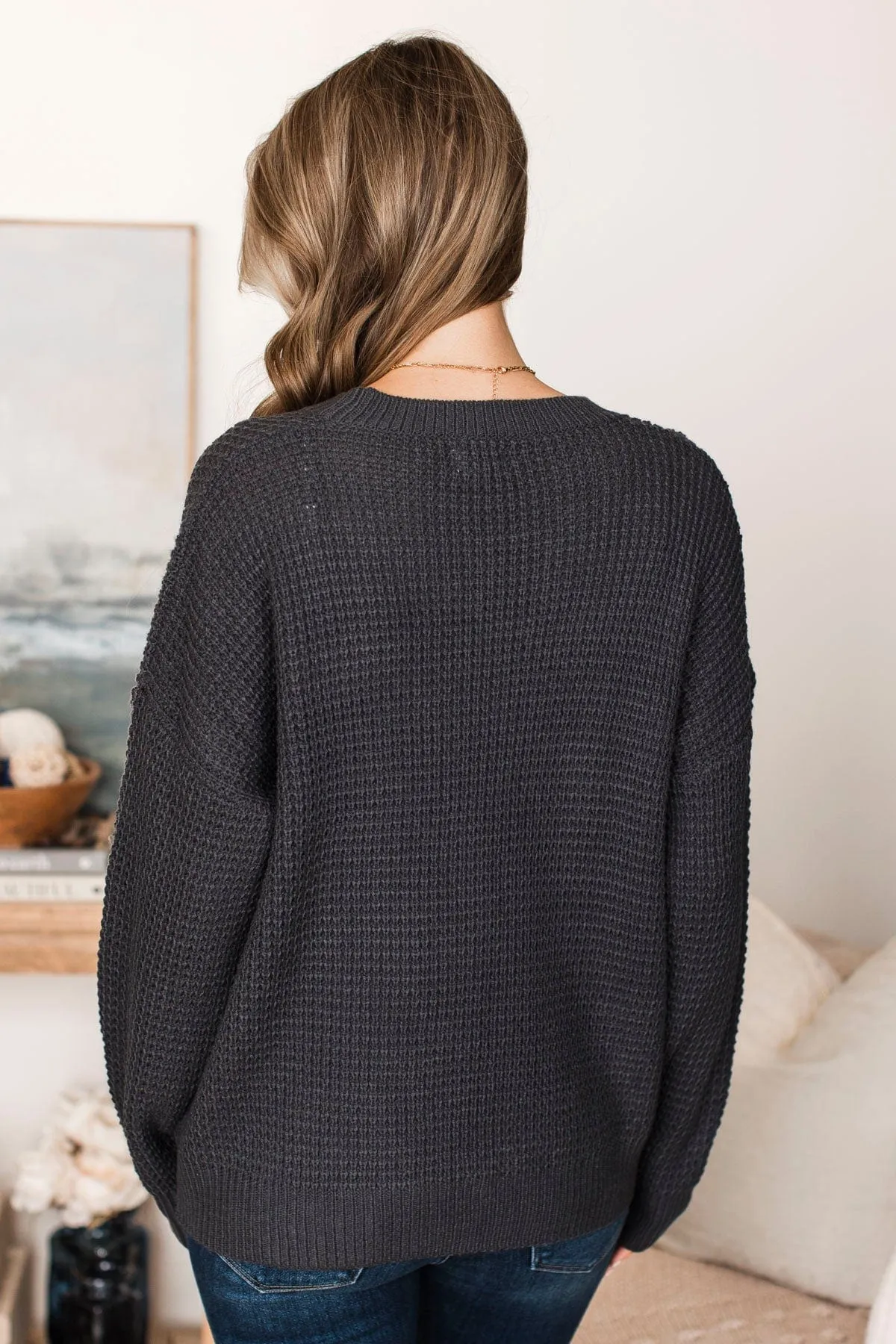 Captivating In Color Knit Sweater- Charcoal