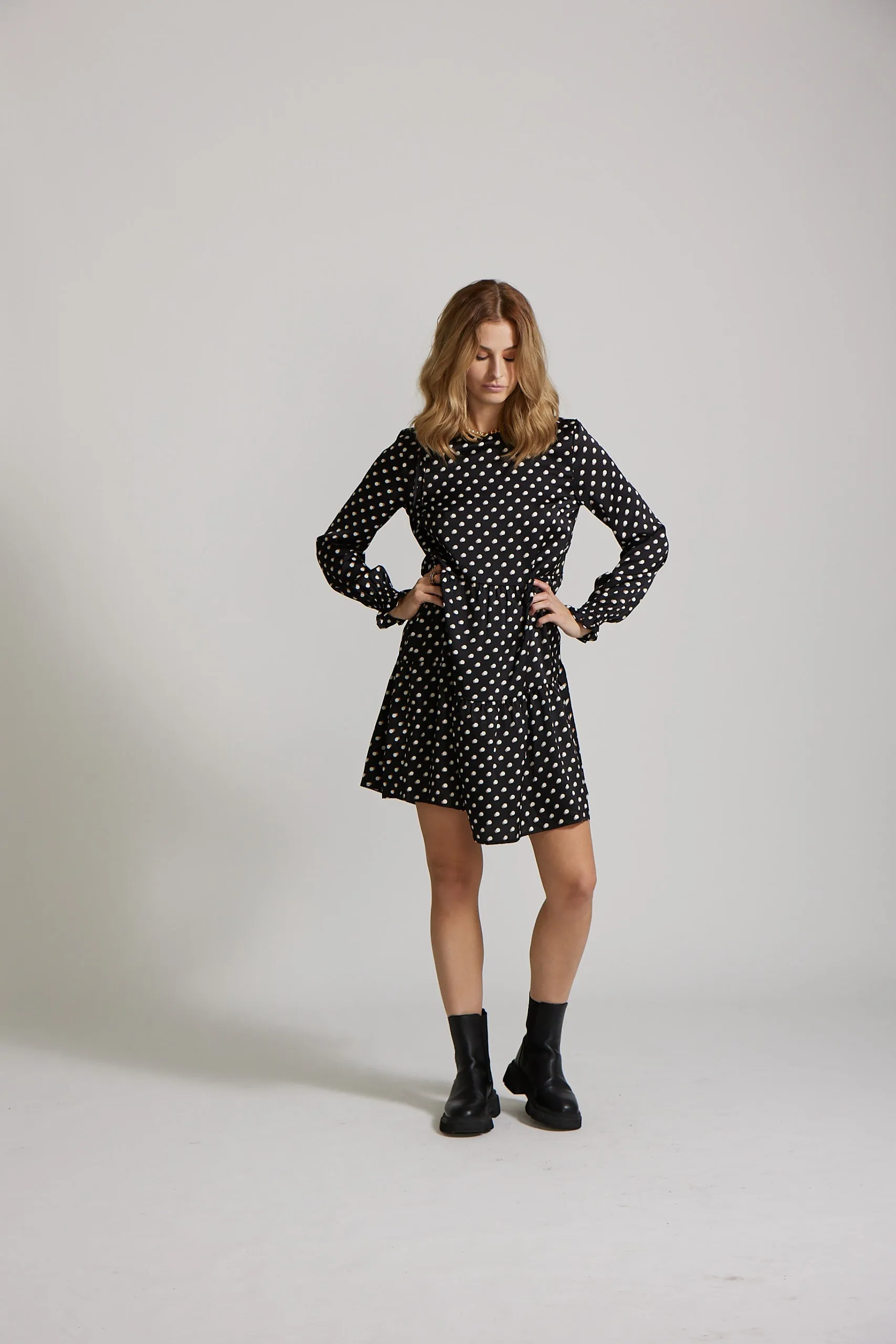 Carrie Dress - Black Spot print