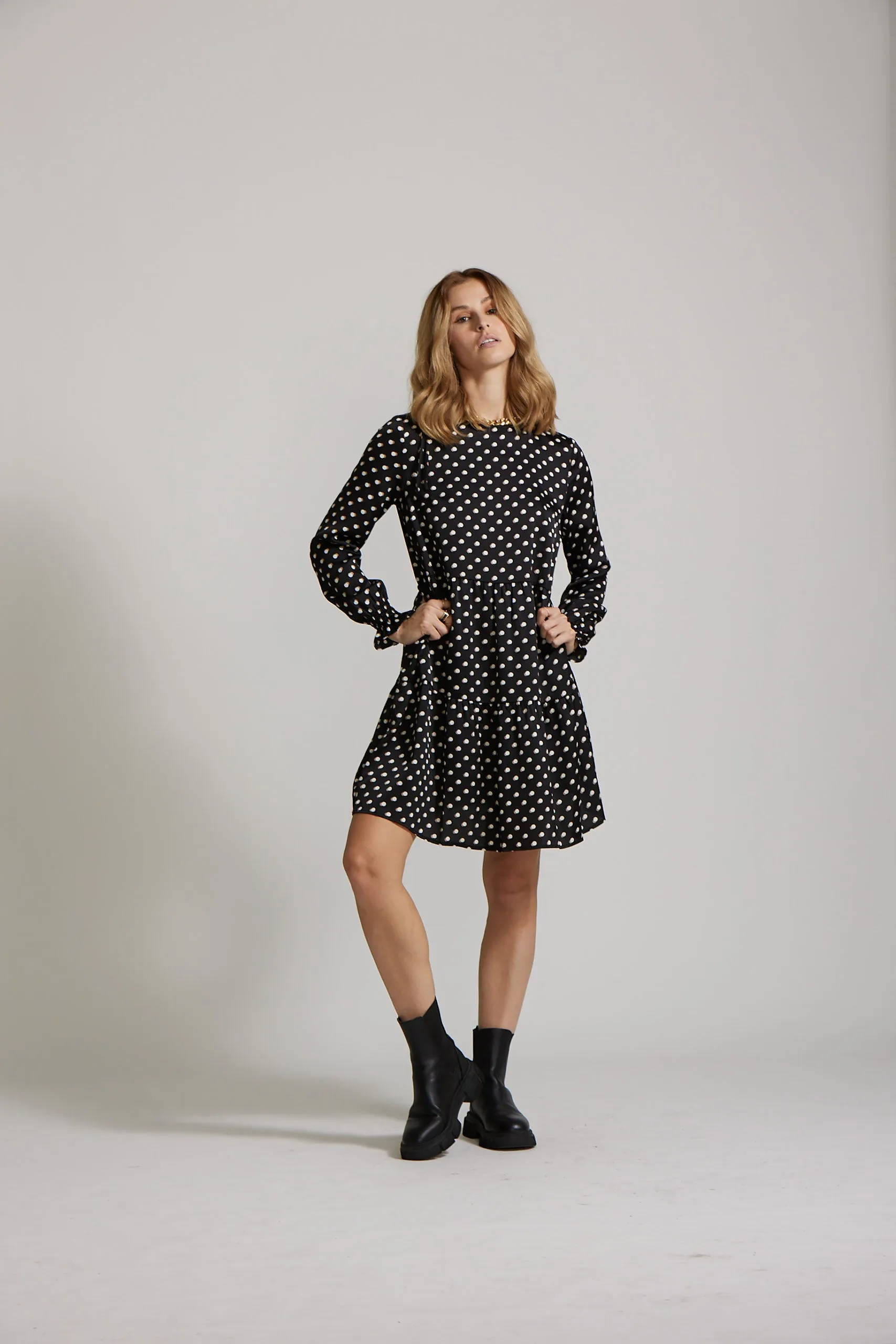 Carrie Dress - Black Spot print