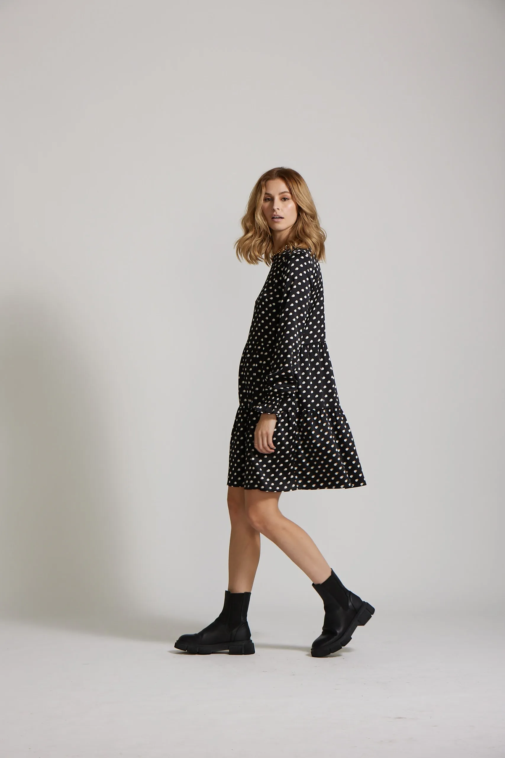 Carrie Dress - Black Spot print