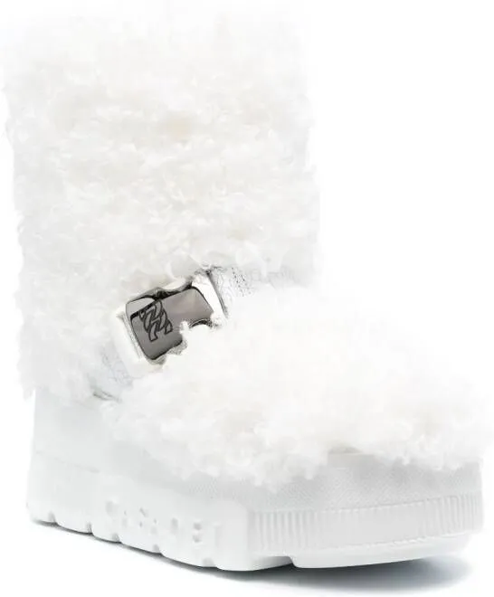 Casadei buckled faux-fur boots White