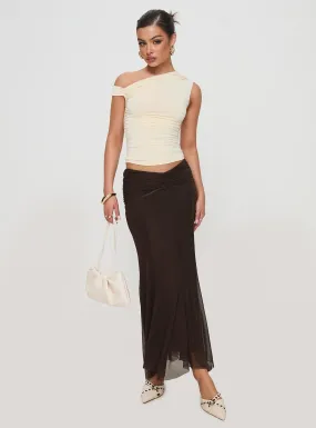 Cavatelli Ruched Maxi Skirt Chocolate