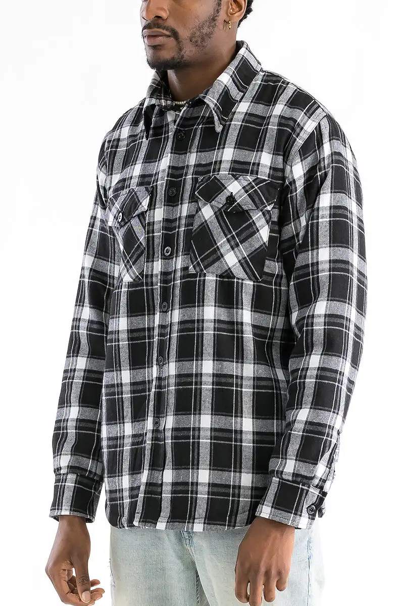 Checkered Plaid Quilted Flannel Jacket