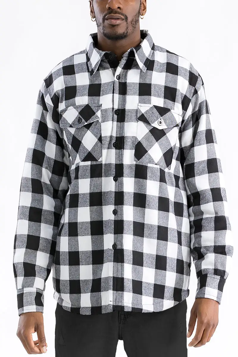 Checkered Plaid Quilted Flannel Jacket