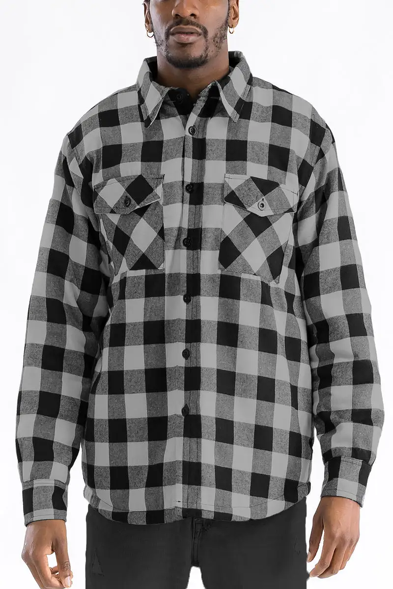 Checkered Plaid Quilted Flannel Jacket