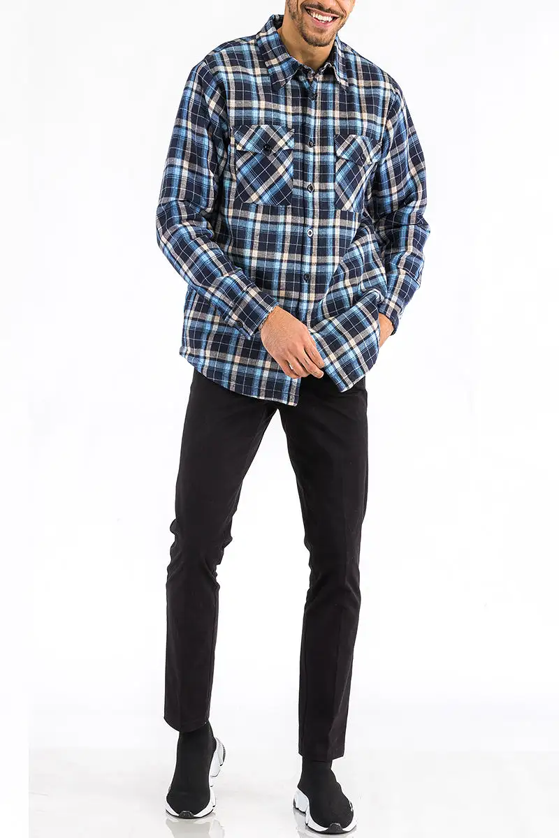 Checkered Plaid Quilted Flannel Jacket