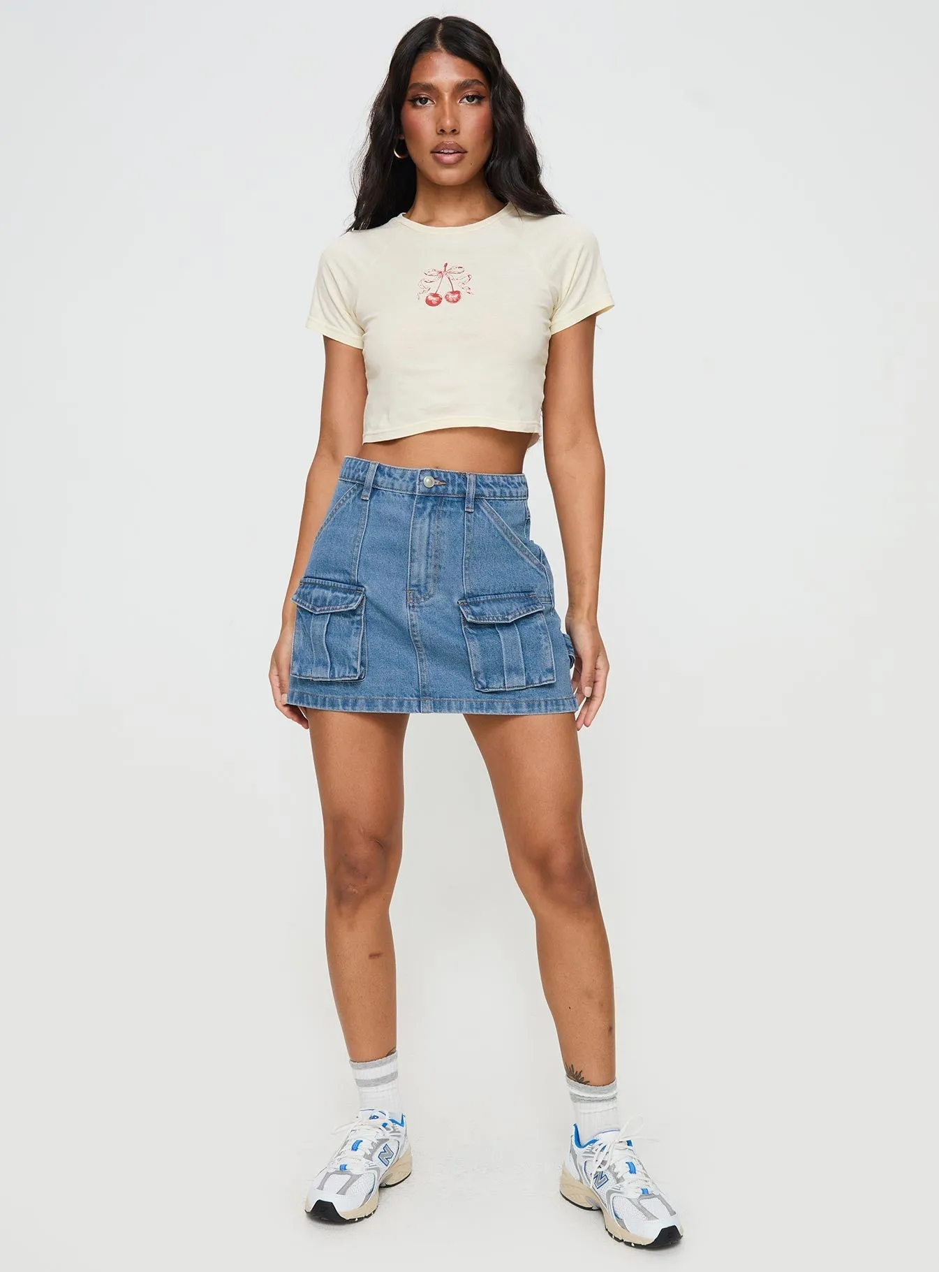 Chillders Denim Mini Skirt Mid Wash Tall