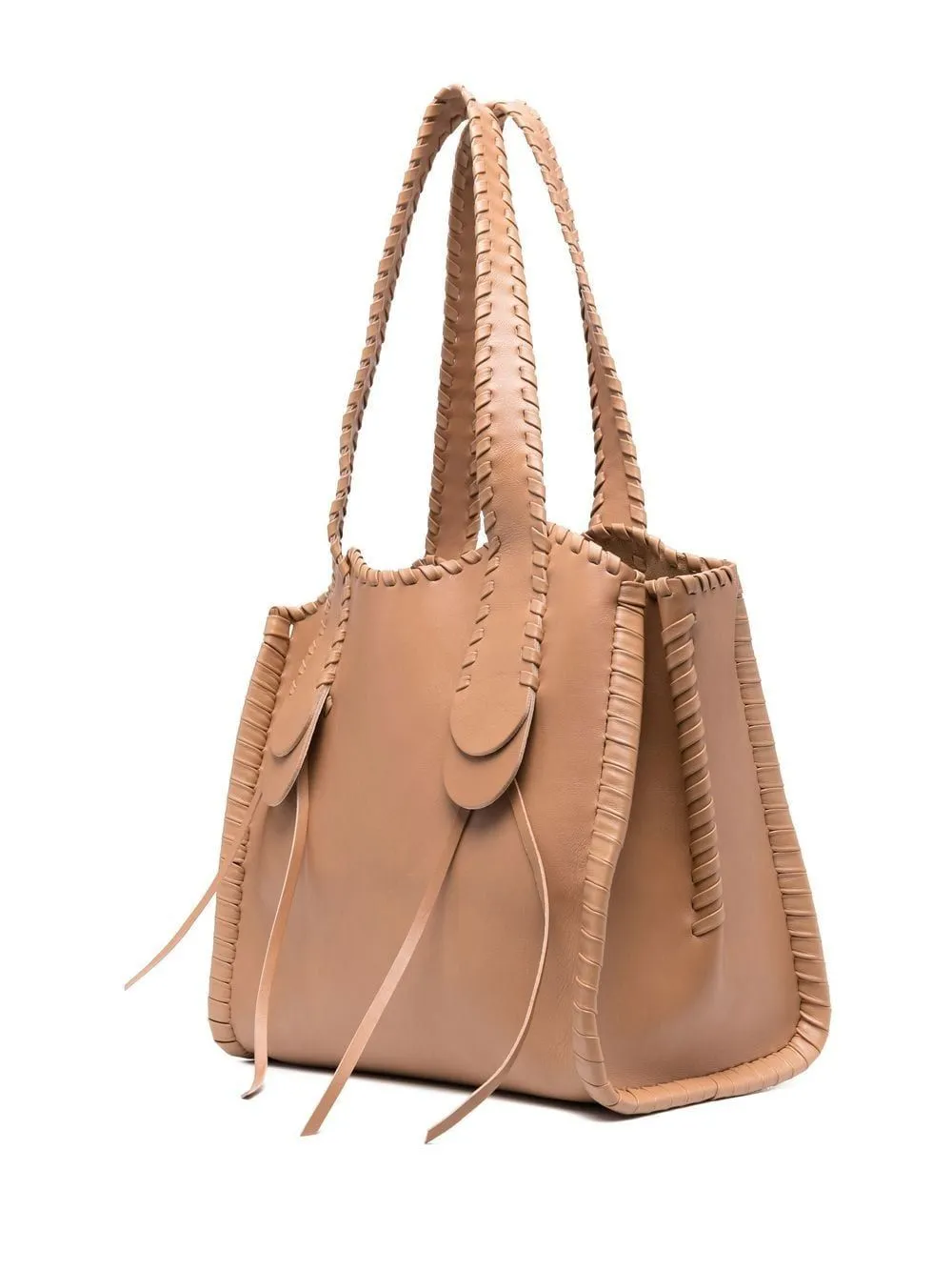 CHLO Elegant Saddle Brown Smooth Leather Tote Bag, 35x29x20 cm