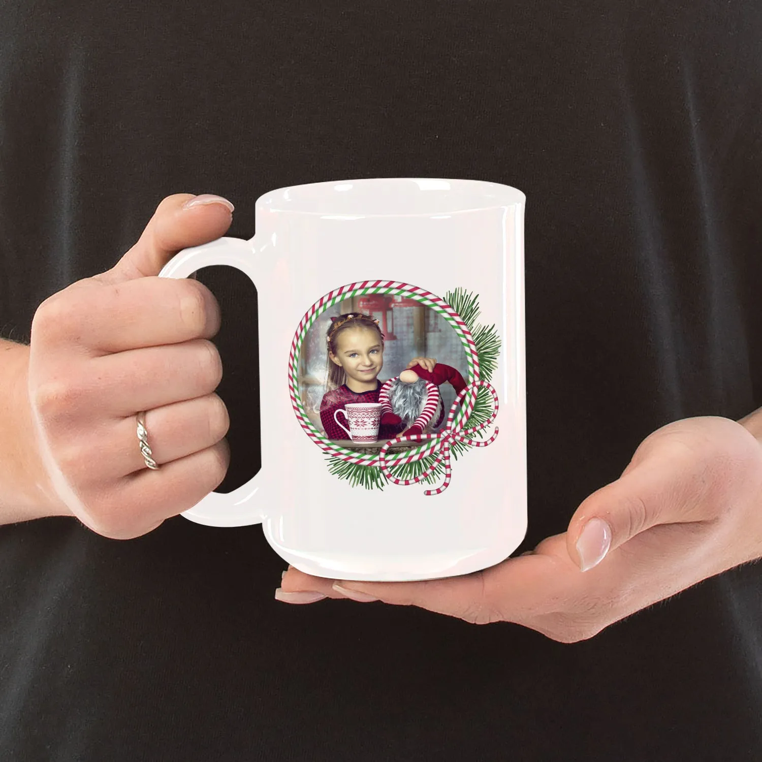 Christmas Round Frame Personalized 15oz Ceramic Mug