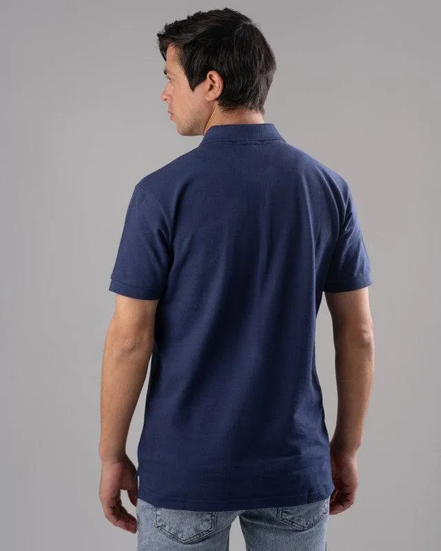 CLASSIC FIT PIQUE POLO SHIRT - NAVY