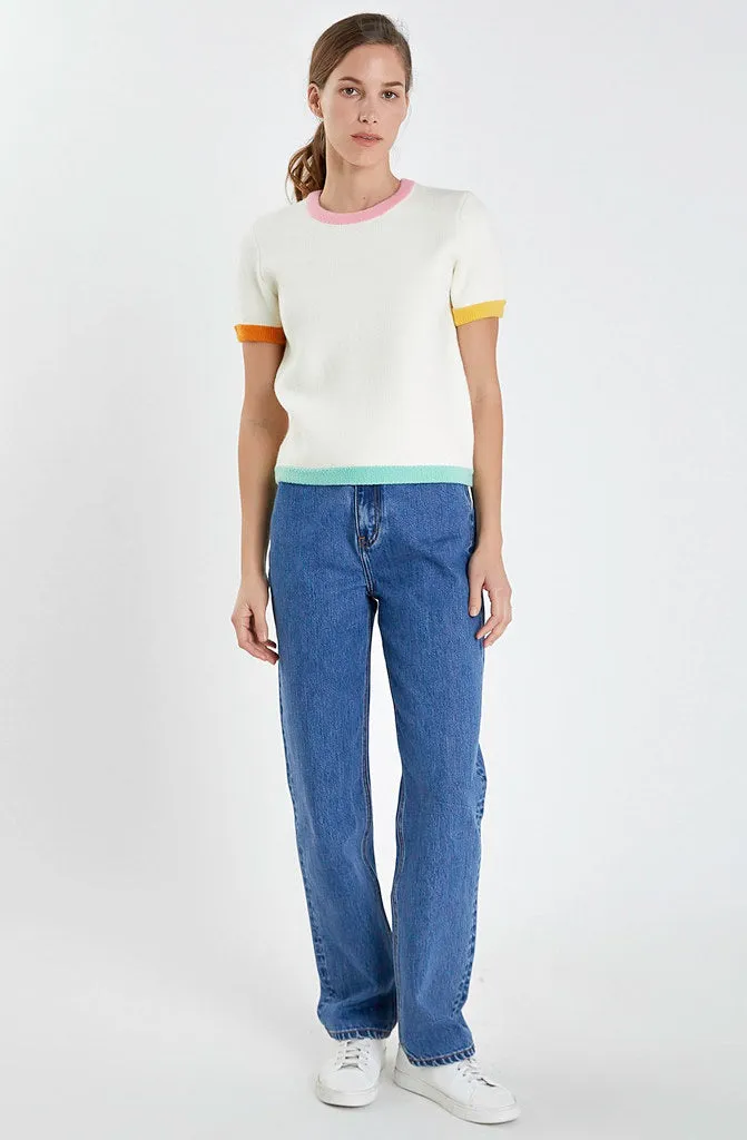 COLOR ME SPRING COLOR BLOCKED SWEATER