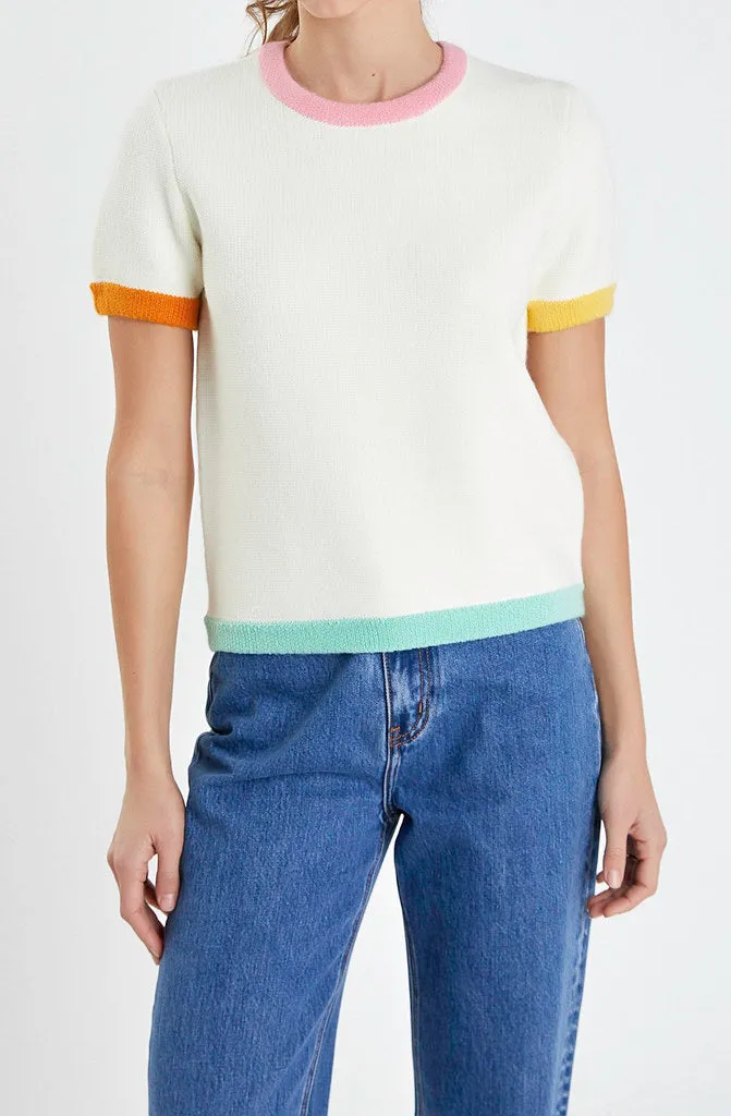 COLOR ME SPRING COLOR BLOCKED SWEATER