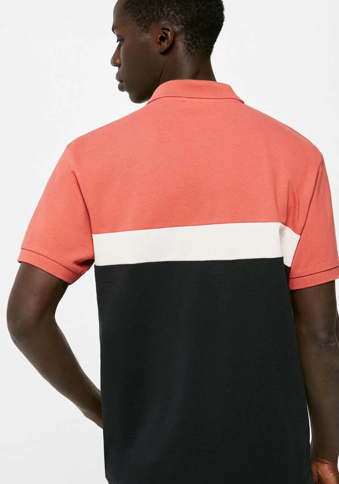 Colour block piqué polo shirt - Navy / Wine