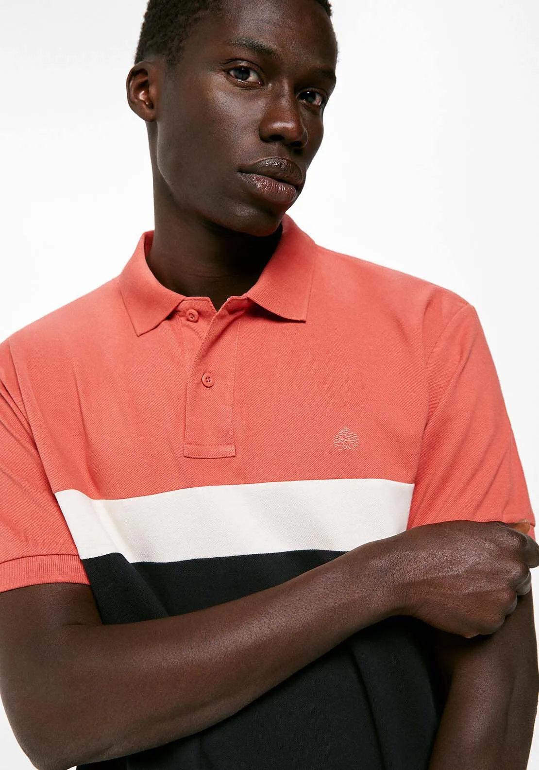 Colour block piqué polo shirt - Navy / Wine