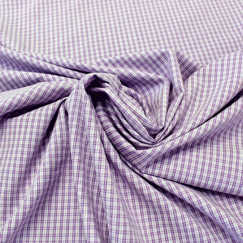 Cotton Dressmaking Seersucker Mini Check - Lilac